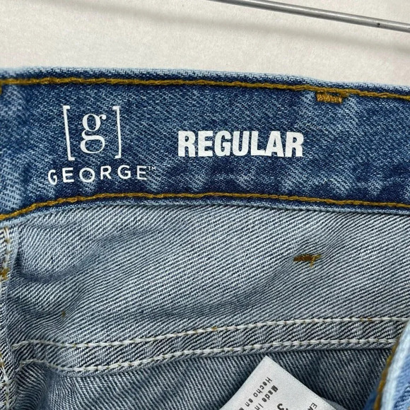 George Jeans Men's Sz 36x30 Blue Denim Regular Fit Straight Leg High Rise Button - Picture 9 of 11